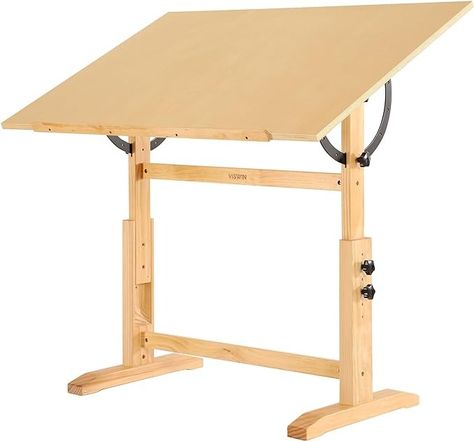 Amazon.com: VISWIN 30" x 42" Extra-Large Artist Drafting Table, Adjustable Height & Angle, Solid Pine Wood Drawing Table, Art Table for Adults, Tilts Flat, Craft Table for Painting, Writing, Reading : Home & Kitchen Bureau D'art, Wood Drawing, Painting Writing, Drawing Desk, Drafting Table, Drawing Table, Iron Sheet, Table Art, Adjustable Height Table