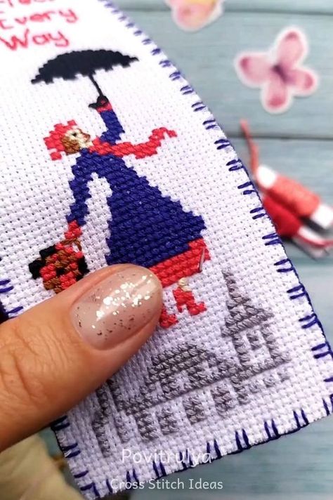 Mary Poppins Cross Stitch, Cross Stitch Book Mark Patterns Free, Diy Embroidery Gifts, Cross Stitch Gift Ideas, Cross Stitch Gifts Ideas, Cross Stitch Bookmark, Cross Stitch Silhouette, Stitch Bookmark, Christian Cross Stitch