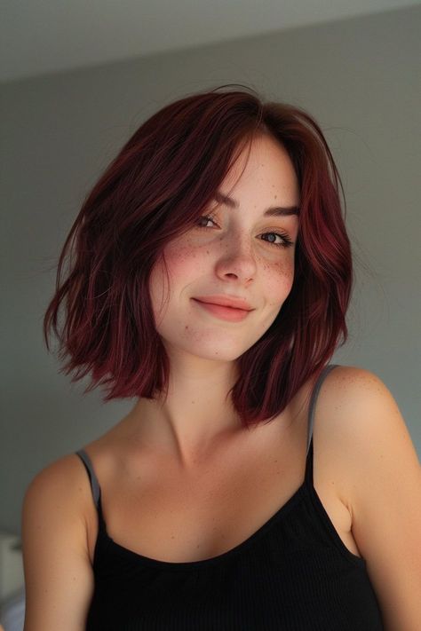 46 Fresh Hairstyles + Haircuts for Black Men in 2024 Haircuts Ideas For Women, Red Bob Hair, Short Stacked Hair, Short Stacked Bob Haircuts, Bob Ideas, Maroon Hair, Cherry Red Hair, Bob Hair Color, Medium Bob Haircut