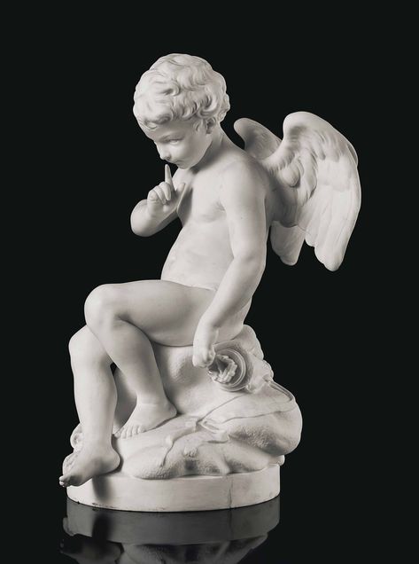 A SEVRES BISCUIT PORCELAIN FIGURE OF CUPID, 'L'AMOUR MENACANT' CIRCA 1757-66, INCISED F FOR FALCONET, THE MODEL OF 1757 BY FALCONET The Model, Iphone Wallpapers, Character Concept, Sculptor, Greek Statue, Louvre, Iphone Wallpaper, Porcelain, Angel