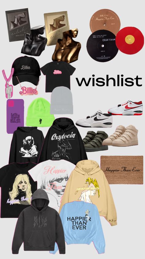 all from the billie eilish merch store! #billieeilish #wishlist #billie Billie Eilish Birthday, Teenager Birthday Gifts, Billie Eilish Merch, Billie Eilish Outfits, Merch Store, Concert Fits, Easy Trendy Outfits, I Feel Pretty, To My Mother