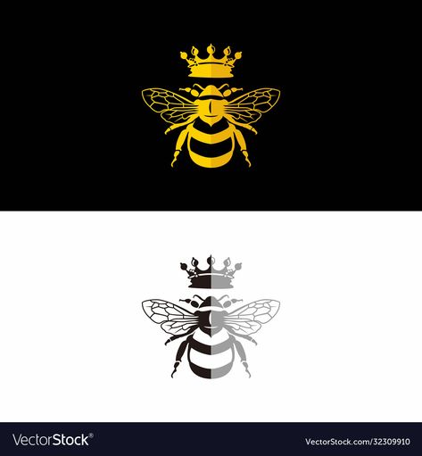 Bee Logo Ideas, Flat Design Logo, Flat Logo Design, Bee Logo, Flat Logo, Queen Bee, Logo Ideas, Vector Stock, Queen Bees