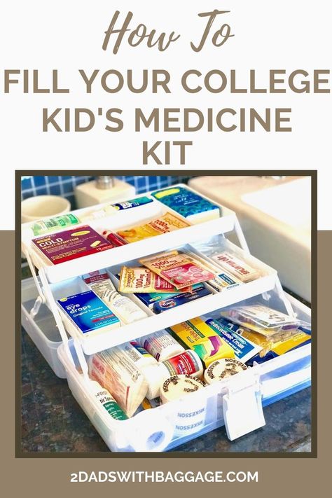 Stock up your college kid's medicine kit! Not sure what to put in it? I've got you covered! College Boy Room, College Dorm Supplies, Guy Dorm, Guy Dorm Rooms, College Parents, Medicine Kit, Medicine Chest, College Dorm Room Decor, College Advice