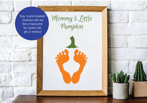 Baby Footprint Keepsake, Footprint Keepsake, Handprint Gifts, Baby Art Projects, Baby Footprint, Pumpkin Gift, Footprint Art, Foot Print, Baby Footprints