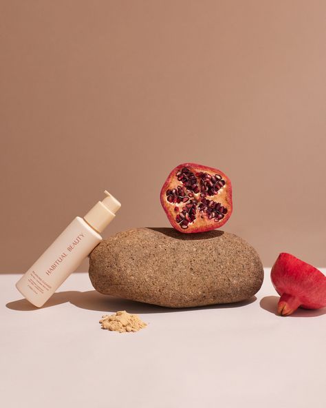 Still Life Photography - Habitual Beauty - By Lucy Alcorn | Beauty Photographer | Sydney Ingredient Product Photography, Pomegranate Skincare, Pomegranate Still Life, Stilllife Photography, Skincare Wellness, Blank Background, Collagen Powder, Beauty Products Photography, Photography Beauty