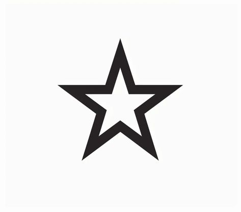 Full Color Image in ai-img-gen.com 🔸 logo, simple minimalistic star shape, black on white background, no shadows, vector graphics, flat d... 🔸 From Midjourney AI Image Black And White Outline, Color Image, Five Pointed Star, Colour Images, Star Shape, Vector Graphics, Simple Designs, Tattoo Ideas, White Background