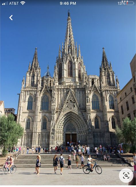 The Barcelona Cathedral Cathedral Of Barcelona, Gothic Barcelona, Spain Cathedral, Gothic Architecture Interior, Mom Jeans Fashion, Barcelona Architecture, Gothic Windows, Spain Barcelona, Cathedral Architecture