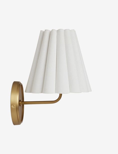 Matthews Pleated Wall Sconce Transitional Sconces, Brass Light Scones, Wall Lights Next To Bed Lulu And Georgia, Rejuvenation Sconces, Brass Plug In Sconces, Lodge Lighting, Burled Wood Furniture, Visual Comfort Bathroom Sconces, Outdoor Candles