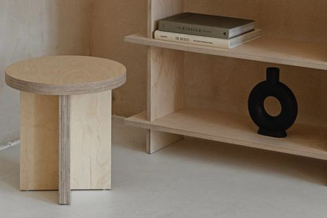 OTOTO.25 - stool - OTOTO Minimalist plywood furniture Plywood Stool, Plywood Coffee Table, Stool Side Table, Plywood Siding, Individual Space, Wood Wax, Wood Care, Plywood Furniture, Table Stool