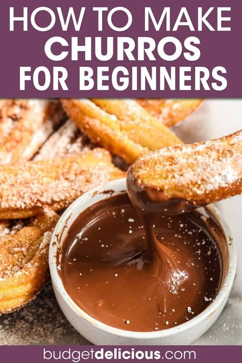 Easy Churro Recipe, Make Churros, Fried Desserts, Churro Recipe, Easy Churros, Easy Churros Recipe, French Crullers, Homemade Churros, Fried Dessert