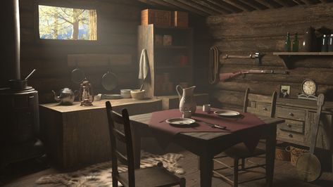 Hut In The Woods, Hunters Cabin, Old Cabins, Old Cabin, Hut House, Red Dead Redemption 2, Mystical Forest, House Hunters, The Wild West