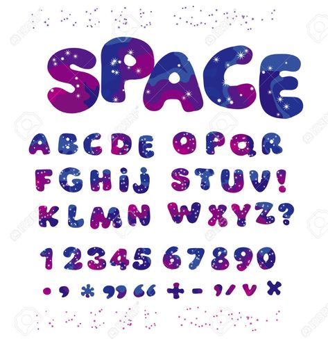 Universe Font, Space Font, Kid Fonts, Lettering Ideas, Space Theme, Fonts Alphabet, Kid Spaces, Lettering Fonts, Cosmos