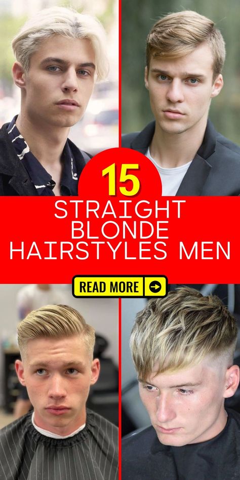 Short straight blonde hairstyles embody a sense of clean-cut precision and sophistication. The combination of sleek, straight hair with blonde tones produces an effortlessly stylish look that harmonizes seamlessly with different fashion choices and occasions. Mens Hair Straight Short, White Men Haircut Straight Hair, Guys Haircut Straight Hair, Straight Blonde Haircut Men, Mens Short Blonde Hair, Men’s Haircut Blonde, Mens Cuts For Straight Hair, Mens Haircuts For Fine Straight Hair, Blonde Straight Hair Men