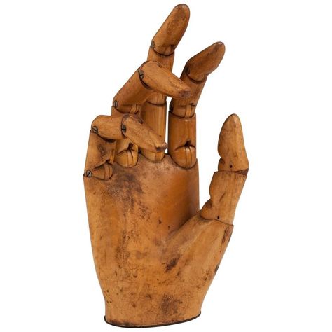 Late 19th Century Carved Wood Articulated Mannequin Hand For Sale Articulated Mannequin, Articulated Hand, Bohemian Cabin, Wood Mannequin, Mannequin Hand, Brown Minimalist, Wood Model, Doll Home, Hand Model