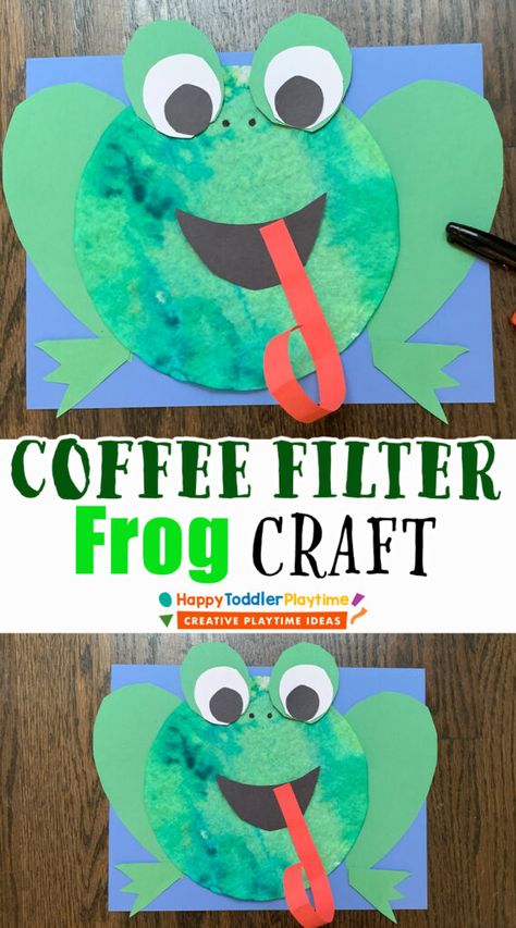 Pond Life Preschool Activities Art Projects, Toddler Frog Craft, Pond Art For Toddlers, Easy Frog Crafts Preschool, Pond Preschool Crafts, Pond Crafts For Toddlers, Pond Art Preschool, Pond Animals Preschool Crafts, Easy Frog Craft