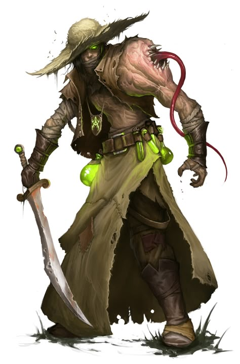 Fantasy Mad Scientist, Mad Scientist Dnd, Dnd Mutant, Alchemist Rpg, Gnome Alchemist, Fantasy Mutant, Mad Alchemist, Dark Creatures, Heroic Fantasy