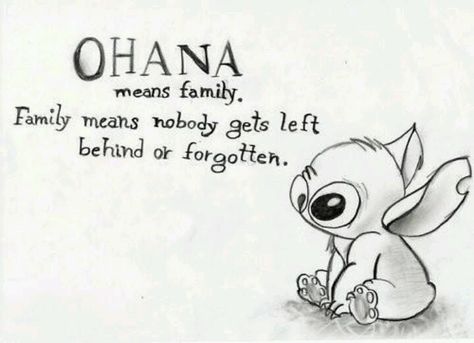 I love Stitch! "Ohana means family. Family means no one gets left behind or forgotten." Lilo I Stitch, Best Family Quotes, Family Meaning, Lilo Y Stitch, Ohana Means Family, Lilo Stitch, Disney Quotes, Film Tv, Stitch Disney