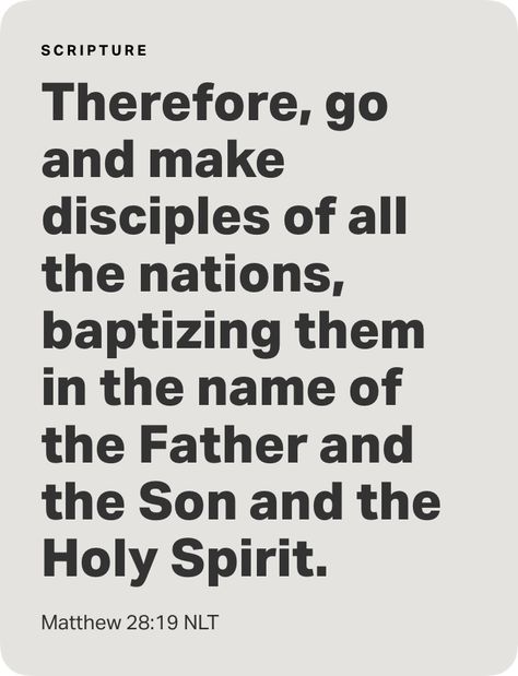 ‭‭Matthew‬ ‭28:19‬ ‭NLT‬‬ Matthew 28:19-20, Matthew 28:19, What Is Baptism, Go And Make Disciples, Matthew 28 19, Matthew 28, Daily Verses, The Holy Spirit, Jesus Is Lord