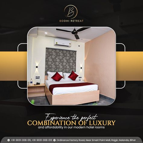 Rajgir Bihar, Apartment Advertising, Meerut City, Hotel Marketing Design, Art Deco Design Graphics, Modern Hotel Room, Hotel Ads, Graphic Design Posters Layout, Hotel Marketing