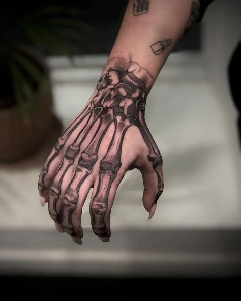 Skeleton Hand Tattoos, Hand Skeleton, Small Wave Tattoo, Skull Hand Tattoo, Bone Tattoo, Women Skeleton, Bone Tattoos, Skeleton Tattoos, Skeleton Hand Tattoo