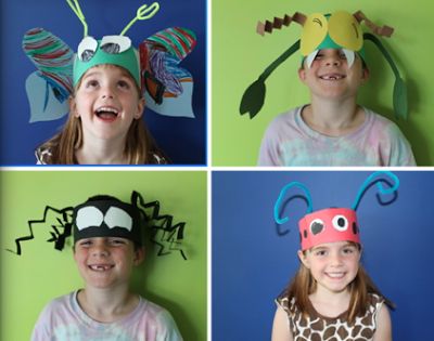 Mini Matisse blog Bug hats Bug Costume Diy, Insect Costume Diy Easy, Insect Headpiece, Paper Bug Hats For Kidd, Halloween Kita, Bug Hats, Insects Preschool, Bugs Preschool, Crazy Hat Day