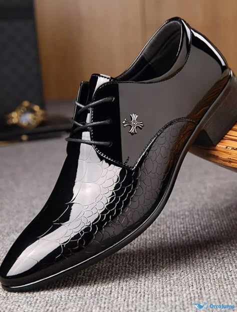 OrcaJump - Zapatos de senderismo para hombre, transpirables, antideslizantes y resistentes al desgaste. Trendy Shoes For Men, Shoes For Guys, Leather Wedding Shoes, Oxford Shoes For Men, Patent Leather Oxfords, Patent Leather Dress, Leather Wedding, Oxford Shoes Men, Casual Dress Shoes