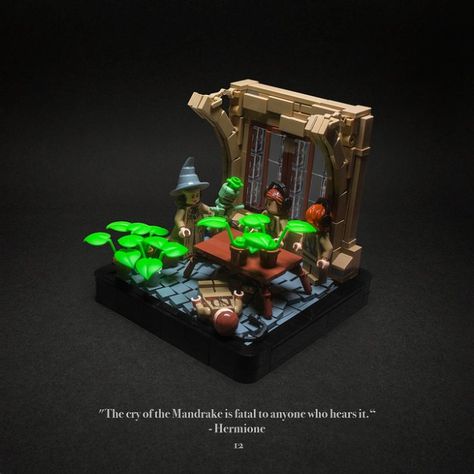 012 - Mandrakes Lego Harry Potter Display Case, Harry Potter Lego Instructions, Lego Harry Potter Moc Instructions, Lego Harry Potter Moc, Cover Harry Potter, Lego Hogsmeade Moc, Harry Potter Lego Sets, Lego Hogwarts, Baby Pop