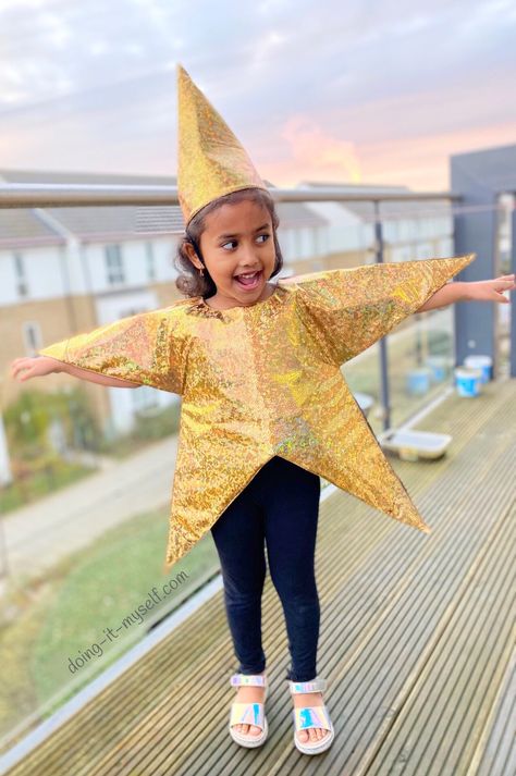 Christmas Star Costume, Starfish Costume Diy, Kids Star Costume, Starfish Costume, Star Fancy Dress, Nativity Costumes, Star Outfit, Uk Christmas, Star Costume