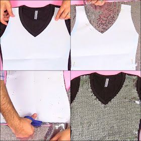 Mark Montano: No Sew Sequin Tee DIY Diy Sequin Top, Diy Sequin, Diy Fashion No Sew, Sparkly Prom Dress, Taylor Swift Tour Outfits, Diy Wardrobe, Sequin Tee, Sequin Shirt, Sequin Tank Tops