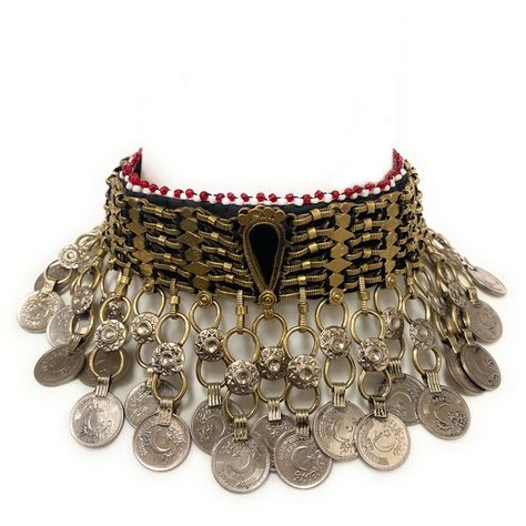 PRICES MAY VARY. Metal: Alloy Material: Acrylic and Glass || Necklace Band Width: 1.5 Inch plus Coins: 2 Inch Necklace Length: 13 Inch Cord: 9 Inch on either side HANDMADE Kuchi Afghan tribal vintage oxidized statement coin choker necklace with multicolor acrylic stones || NOTE: The metal and stones have been given a hammered finish to recreate antique style tribal pieces that reflect the beauty of the nomadic Afghanis and Kuchis TRIBAL VIBE - wear for Party, Travel, Beach, Halloween, Dandiya, B Belly Dancing Jewelry, Coin Choker, Kuchi Jewelry, Eccentric Style, Belly Dance Jewelry, Beaded Ankle, Afghan Jewelry, Statement Choker, Statement Choker Necklace