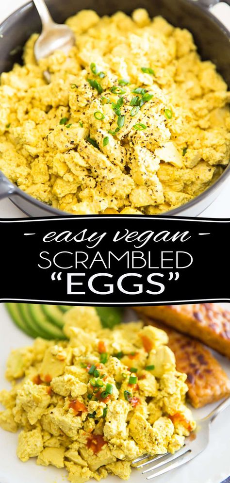 Tofu Scrambled Eggs, Tofu Scramble Vegan, Scrambled Tofu Recipe, Tofu Breakfast, Scrambled Eggs Recipe, Vegan Tofu, Tofu Dishes, Tofu Scramble, Vegan Eggs