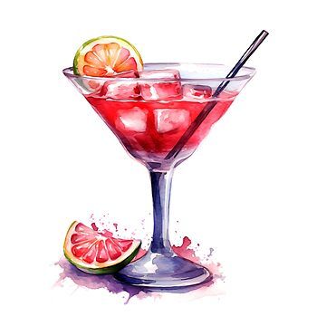 Cocktail Watercolor, Cocktail Pink, Cocktails Clipart, Cosmopolitan Cocktail, Small Calendar, Pink Cocktail, Vodka Cocktails, Watercolor Illustrations, Jpg Images