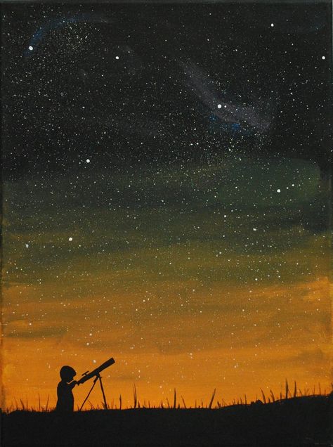 Stargazing Painting, Stars Telescope, Taylor Aesthetic, Room Collage, Original Canvas Painting, Star Gazing, Telescopes, Pure Joy, Mini Canvas Art