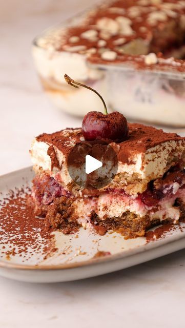 Rosie Brown on Instagram: "Cherry Almond Tiramisu 🍒

Layers of amaretto coffee soaked sponge fingers are intertwined with creamy almond mascarpone-style filling and gooey cherry jam. 

Made without eggs, this tiramisu is the perfect no bake dessert for the cherry season.

Find the full recipe on my website (link in my bio) 🥰

#tiramisu #cherryseason #cherrychocolate #nobakedessert #egglessbaking #tiramisurecipe #amaretto #cherryalmond" Almond Tiramisu, Amaretto Coffee, Cherry Jam, Cherry Season, Eggless Baking, Tiramisu Recipe, Frozen Cherries, Cherry Almond, Bake Dessert