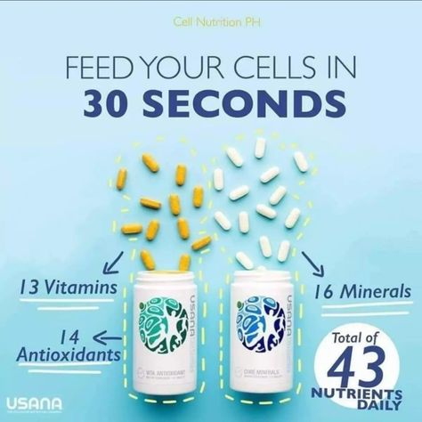 Supplies high-quality vitamins and antioxidants and a wide range of highly-absorbable essential minerals and trace minerals Provides an essential foundation of optimal nourishment plus powerful antioxidant protection and mitochondrial renewal support for the health and longevity of your cells Usana Products, Usana Health Sciences, Cellular Nutrition, Meal Replacements, Essential Minerals, Trace Minerals, Direct Selling, Health Science, Dietary Supplements