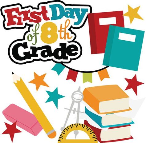 First Day Of 8th Grade, School Layouts, Scrapbook School, Scrapbook Memories, 8th Grade Art, Scrapbook Borders, School Scrapbook, Scrapbook Titles, School Clipart