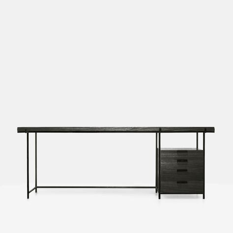 Do you like this black version of our Desk Table?⠀ - Doing some Photoshop test at atelier bam-design⠀ #marajoarablack #desktable #contemporarydesktable #1stdibsdesktable #1stdibsdesignermaker Wood And Metal Desk, Brazilian Design, Minimalist Tables, Contemporary Desk, Modern Dining Room Tables, Set Of Drawers, Bauhaus Style, Metal Dining Table, Metal Desks