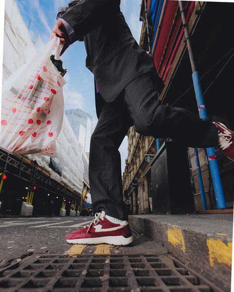 . Our SS24 campaign documents movements in the mundane. We capture thought processes and moments of movement on a London commute and in the workplace. 🏃‍♂️ . Osier S-Strike Suede Mix College Red. Now available on our website. 🤝 . 📸 @james_re . . . . . . . #stepneyworkersclub #stepneyworkersclubsneakers #sneakers #ss24 #sneakernews #runner #freedomofthought #sstrike Sneaker Campaign Fashion Editorials, Street Shoes Photography, New Balance Campaign, London Commute, Sneakers Campaign, Sneaker Campaign, Photography Movement, Sneaker Photography, Shoes Campaign