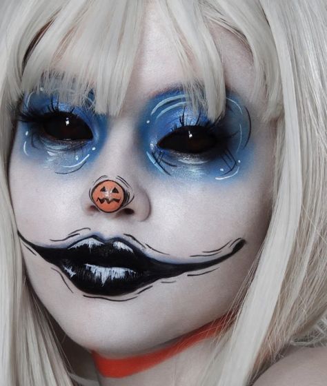 Simple Face Halloween Makeup, Zero Makeup Look, Zero Makeup Nightmare Before Christmas, Nightmare Before Christmas Inspired Makeup, Cool Makeup Halloween, Halloween Makeup Looks 2023, Zero Halloween Costume, Makeup Looks Artistic, Halloween Looks Makeup