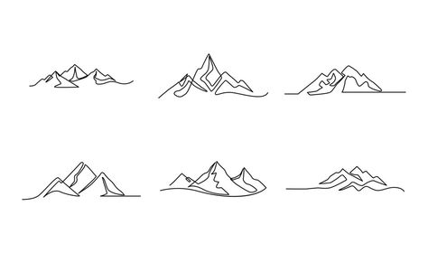 One Continuous Line Drawing, Landscape Template, Line Png, Contour Lines, Mountain Drawing, Contour Line, Continuous Line Drawing, Heart Tree, Continuous Line