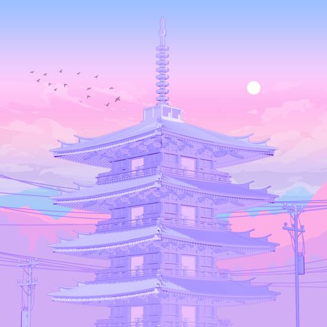 Vaporwave Wallpaper, Violet Pastel, Vaporwave Art, Images Kawaii, Japon Illustration, Vaporwave Aesthetic, Neon Aesthetic, Aesthetic Pastel Wallpaper, Pastel Wallpaper