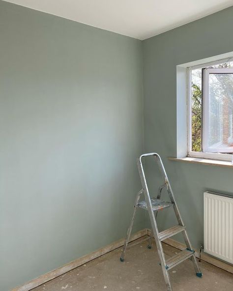 @sophiek_interior on Instagram: "Obsessed with my office/spare bedroom colour! I decided to go for a pop of colour in this room as I will spend a lot of time working in here and I’m so glad I took a chance of green! This colour is @duluxuk Tranquil Dawn and I can’t wait to paint the skirting boards, get some carpet down abs start styling it! 🏡❤️ #home #homedecor #homesweethome #homeinspo #homestyle #homeaccount #homestyling #house #housepage #housetohomeuk #houserenovation #housetohome #housein Dulux Tranquil Dawn, Dulux Paint Colours, Ireland Homes, Spare Bedroom, Bedroom Colors, House Inspo, Office Decor, Interior Styling, Interior Architecture