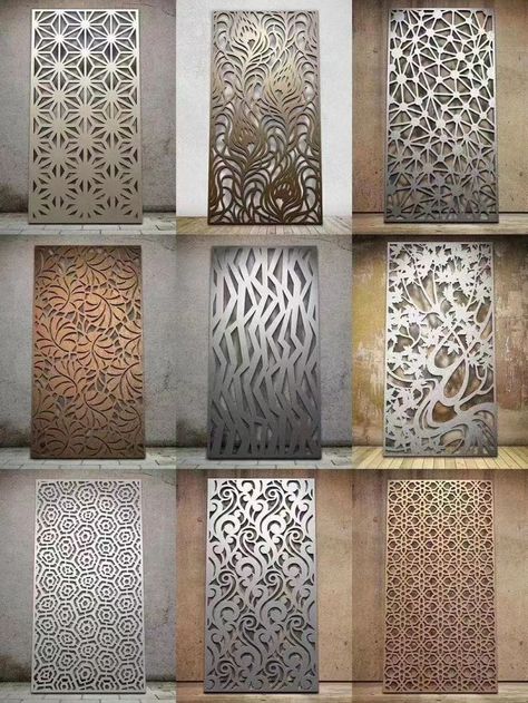 Decorative Metal Sheets, Ruang Tamu Outdoor, Luxury Ceiling Design, Wall Partition Design, Detail Arsitektur, Home Gate Design, Jaali Design, Metal Doors Design, Iron Door Design