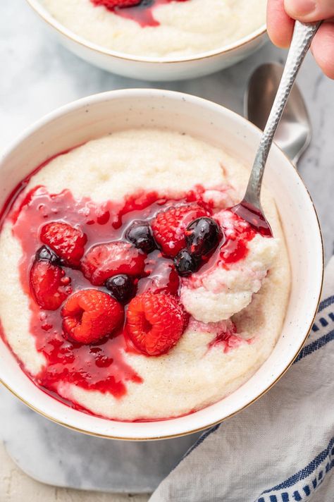 Semolina Pudding is one of my favorite breakfast ideas. Quick to make, creamy, and delicious. I like it most with berry compote on top! Best Pierogi Dough Recipe, Pierogi Dough Recipe, Breakfast Ideas Quick, Polish Breakfast, Pierogi Dough, Semolina Recipe, Cooking Hobby, Polish Dumplings, Semolina Pudding