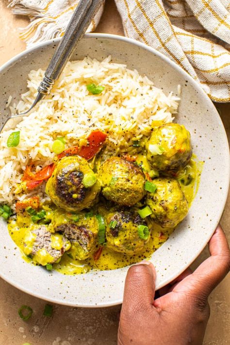 Jerk Meatballs In Coconut Curry Sauce - Butter Be Ready Jerk Chicken Meatballs, Coconut Curry Sauce Recipe, Jerk Meatballs, Curry Sauce Recipe, Jerk Turkey, Jamaican Curry Powder, Jerk Pork, Jamaican Jerk Chicken, Jamaican Curry