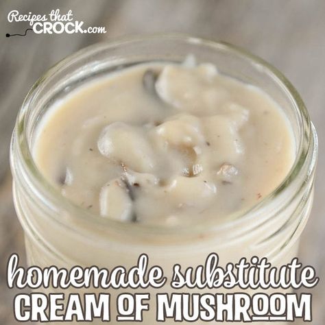 Homemade Substitute Cream of Mushroom Soup for recipes. Our flavorful alternative to canned cream soups in recipes. Cream Soup Substitute, Substitute For Cream, Grilled Pork Shoulder, Sausage Crockpot, Cream Soup Recipes, Chicken Tikka Masala Recipes, Cream Of Mushroom Soup, Cream Of Mushroom, Cream Soup