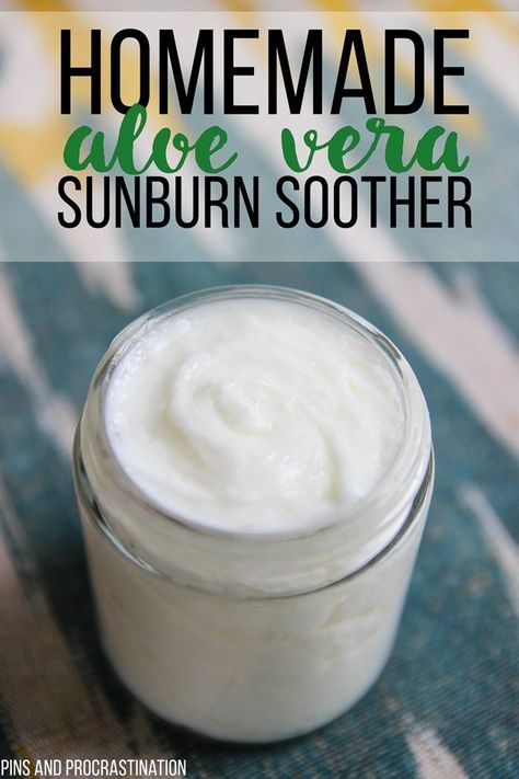 Summer is here- which unfortunately means sunburns. This amazing sunburn soother is natural and easy to make! It is great at helping lessen the pain and discomfort and helping the sunburn heal. Plus it makes a great healthy moisturizer, so you can use it even if you aren't burnt. Made with aloe vera, coconut oil, and other great healthy ingredients it makes a great DIY lotion! This homemade natural sunburn healer is sure to come in handy this summer. Aloe Vera For Sunburn, Sunburn Remedies, Sunburn Relief, Diy Lotion, Natural Healing Remedies, After Sun, Homemade Remedies, Natural Diy, Skin Care Recipes