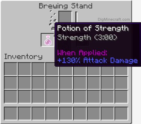 Increase your attack power with a Potion of Strength in Minecraft (and more brewing recipes) Minecraft Food, Brewing Recipes, Crafting Recipes, How To Craft, Minecraft Tutorial, Step By Step Instructions, Minecraft, Fun Things To Do, How To Apply