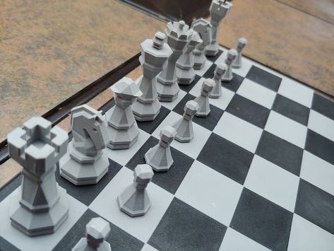 Free 3D file 3D-Print-Optimized Geometric Chess Set Pieces ♟️・Design to download and 3D print・Cults 3d Chess Board, Modern Chess Set, 3d Printing Toys, 3d Chess, Knight Chess, Learn Chess, Trophies And Medals, Geometric 3d, 3d Printing Projects