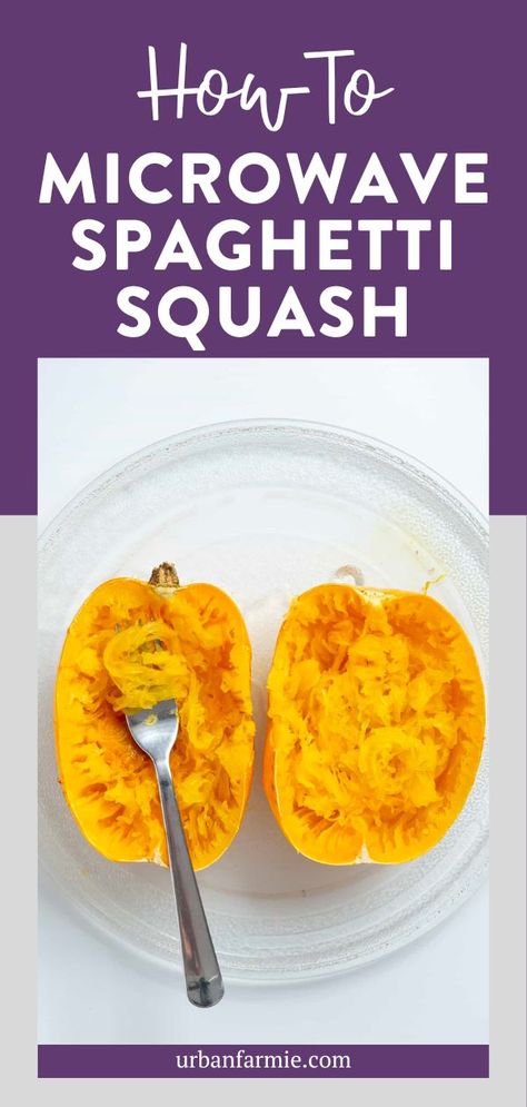 Microwave spaghetti squash is perfect for quick and hassle free cooking. This easy 15 minute recipe will give you tender and flavorful spaghetti squash each time, perfect for busy weeknights and nutritious meals. I have also included tips and tricks to cook it just right. It's the perfect low carb pasta alternative to use with your favorite pasta sauce! Spaghetti Squash In Microwave, Microwave Spaghetti Squash, Microwave Spaghetti, Spaghetti Squash Microwave, Pasta Alternative Low Carb, Cook Spaghetti Squash, Meals Without Meat, Healthy Low Carb Dinners, Pasta Alternative